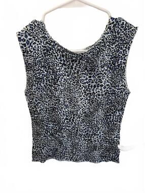 Y2K ribbed blue cheetah leopard size small